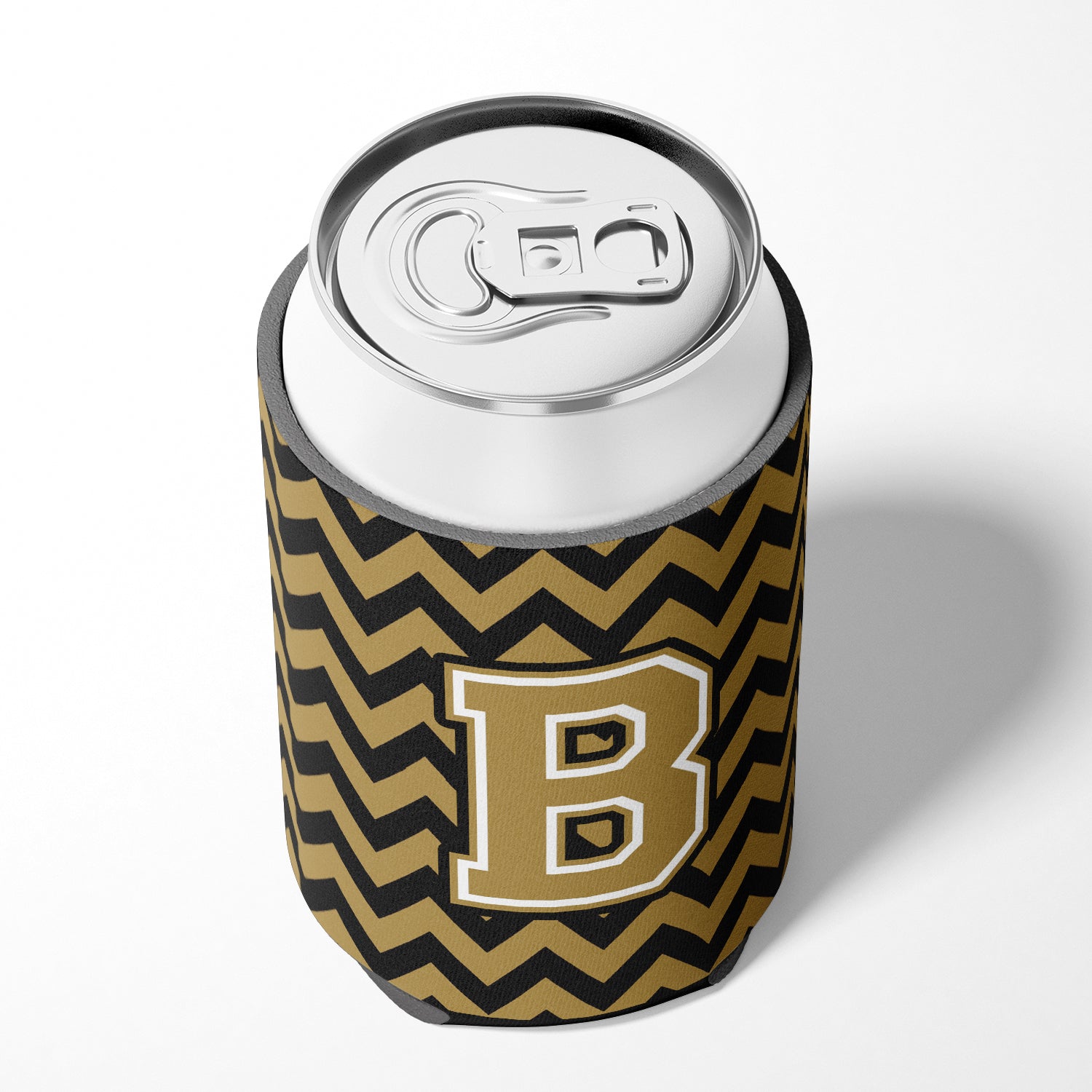Letter B Chevron Black and Gold  Can or Bottle Hugger CJ1050-BCC.