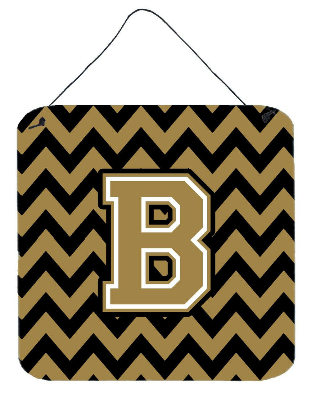 Letter B Chevron Black and Gold  Wall or Door Hanging Prints CJ1050-BDS66 by Caroline&#39;s Treasures