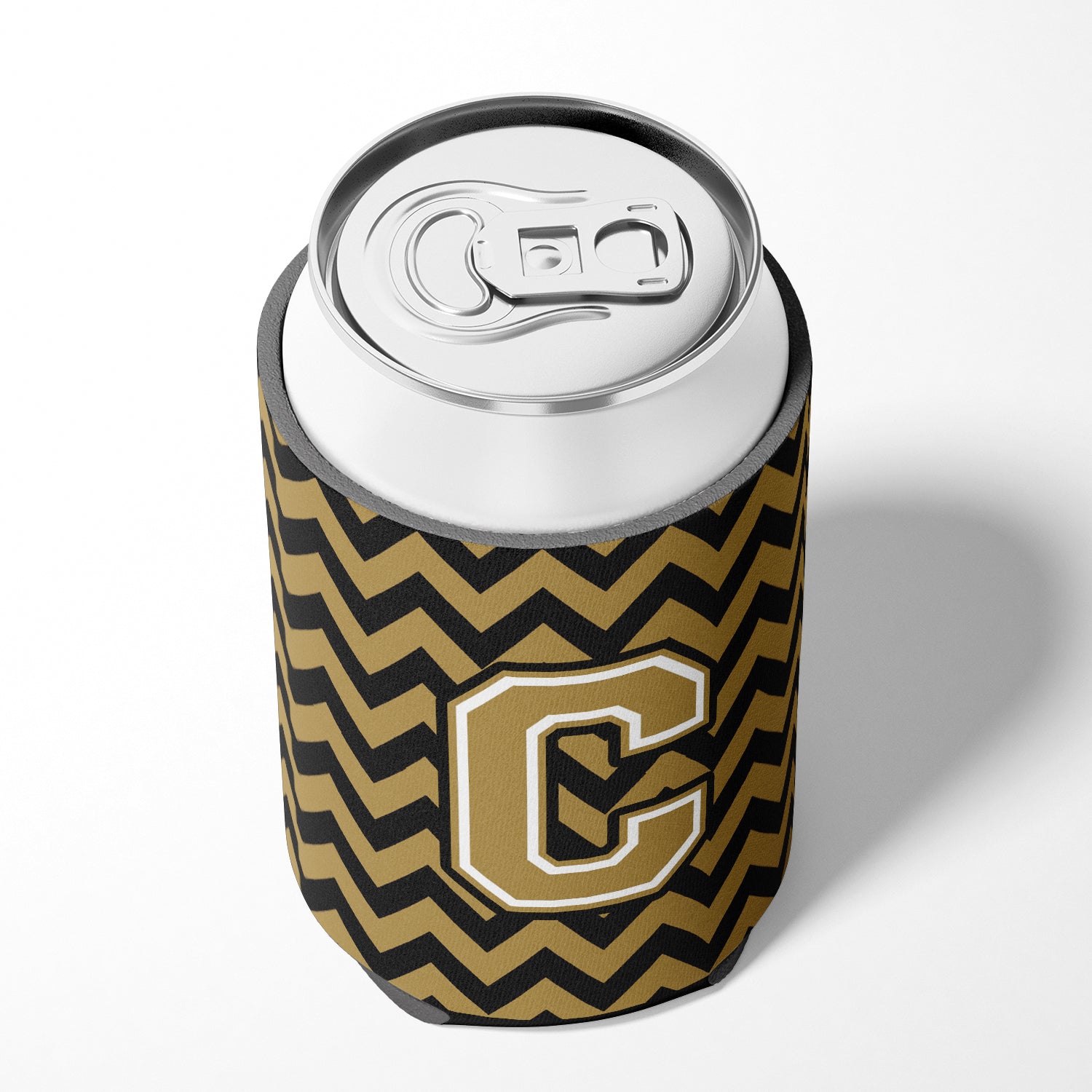 Letter C Chevron Black and Gold  Can or Bottle Hugger CJ1050-CCC.