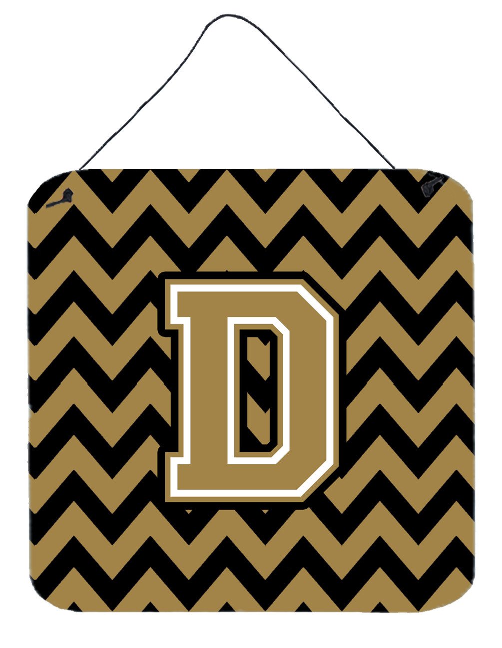 Letter D Chevron Black and Gold  Wall or Door Hanging Prints CJ1050-DDS66 by Caroline&#39;s Treasures