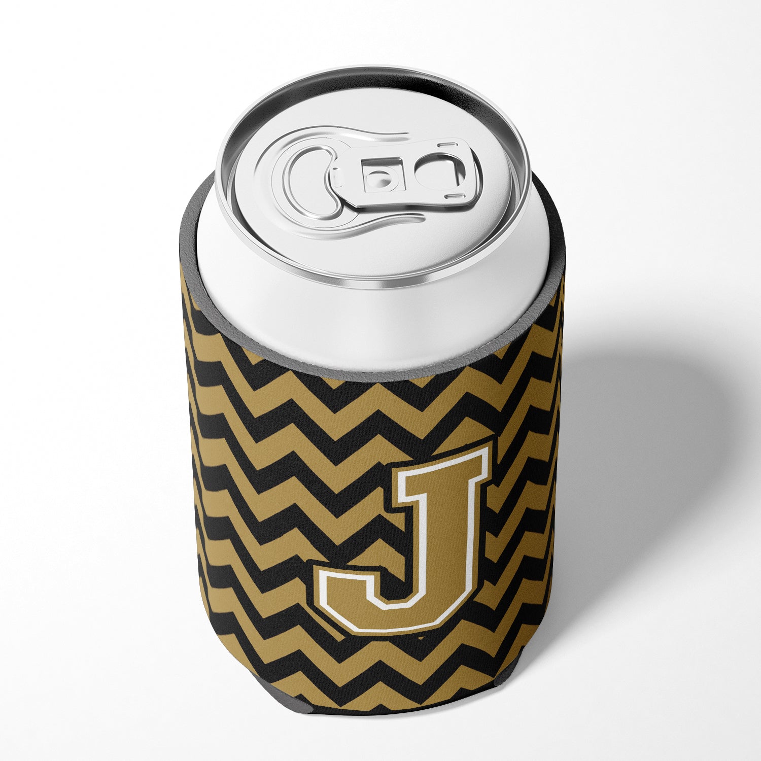 Letter J Chevron Black and Gold  Can or Bottle Hugger CJ1050-JCC.