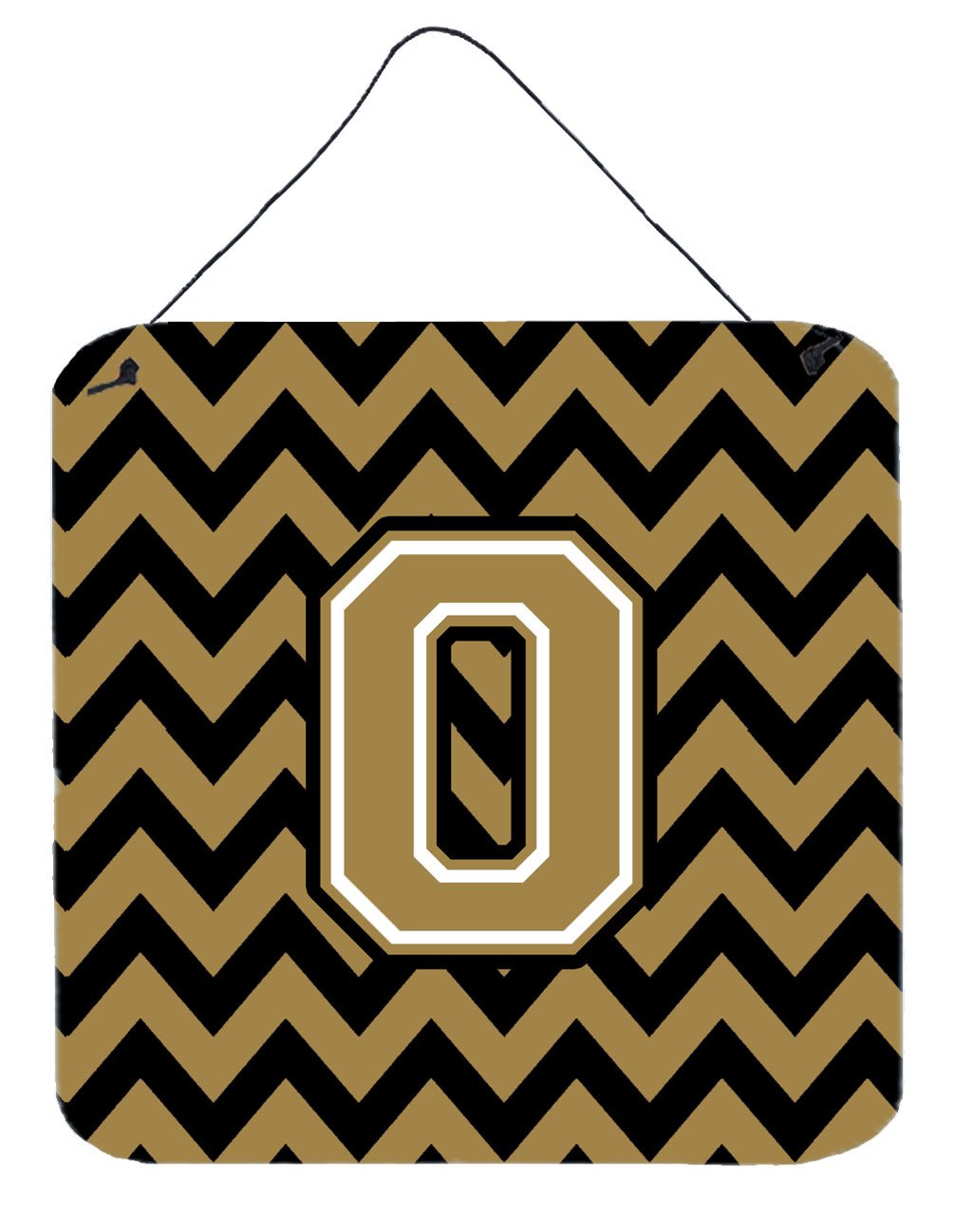 Letter O Chevron Black and Gold  Wall or Door Hanging Prints CJ1050-ODS66 by Caroline&#39;s Treasures