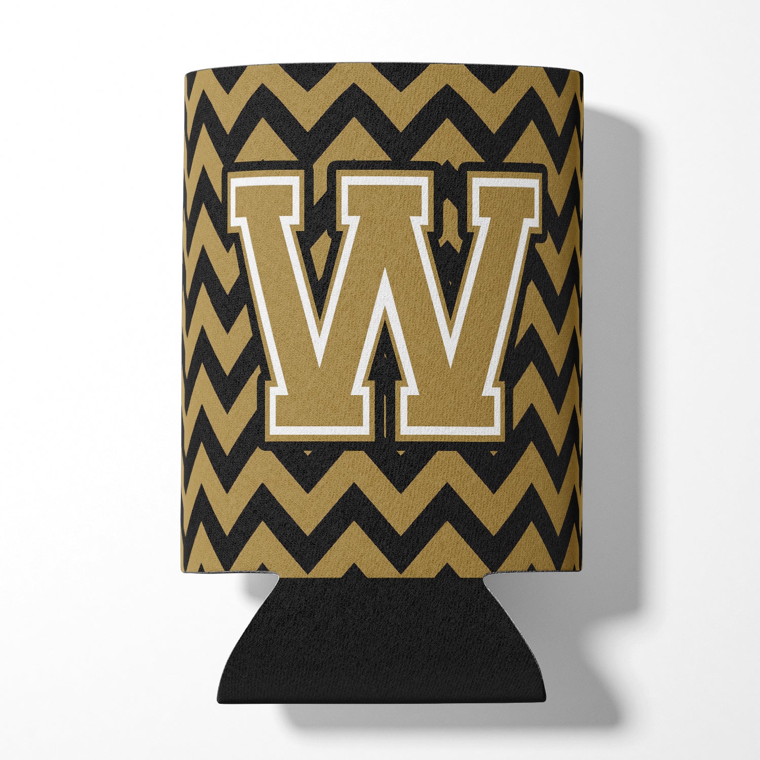 Letter W Chevron Black and Gold  Can or Bottle Hugger CJ1050-WCC