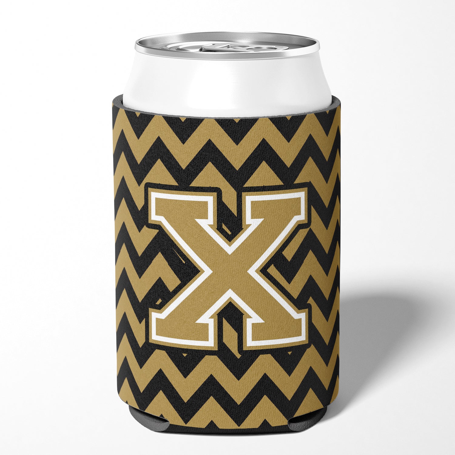 Letter X Chevron Black and Gold  Can or Bottle Hugger CJ1050-XCC