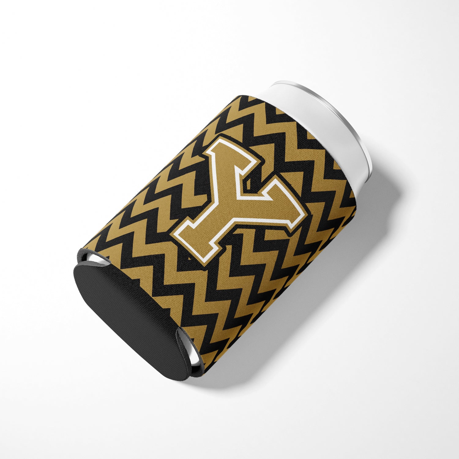 Letter Y Chevron Black and Gold  Can or Bottle Hugger CJ1050-YCC.