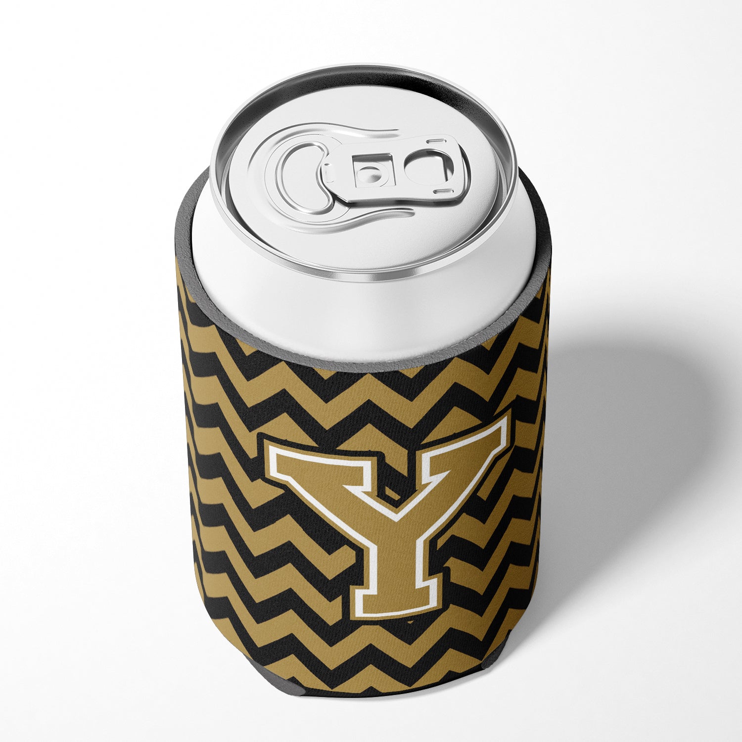 Letter Y Chevron Black and Gold  Can or Bottle Hugger CJ1050-YCC.