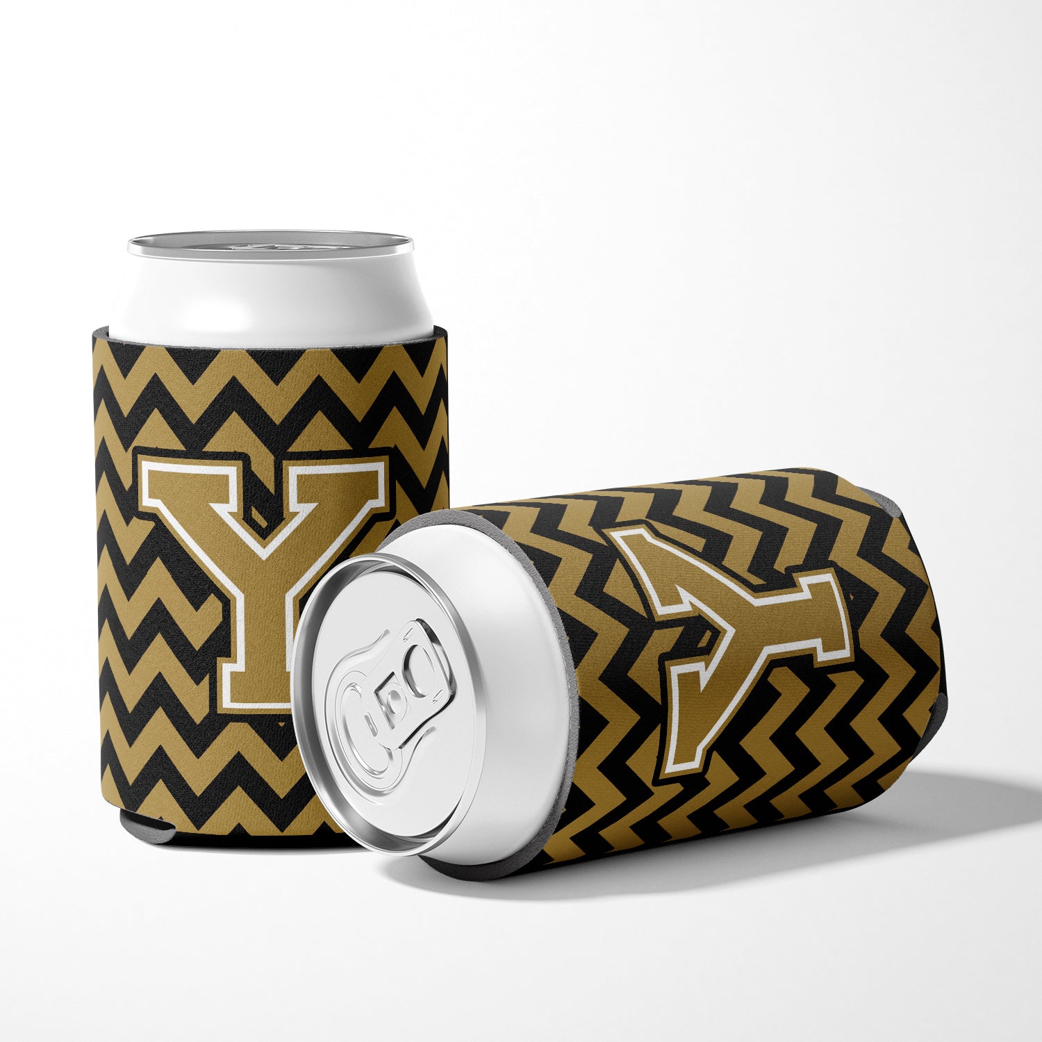 Letter Y Chevron Black and Gold  Can or Bottle Hugger CJ1050-YCC