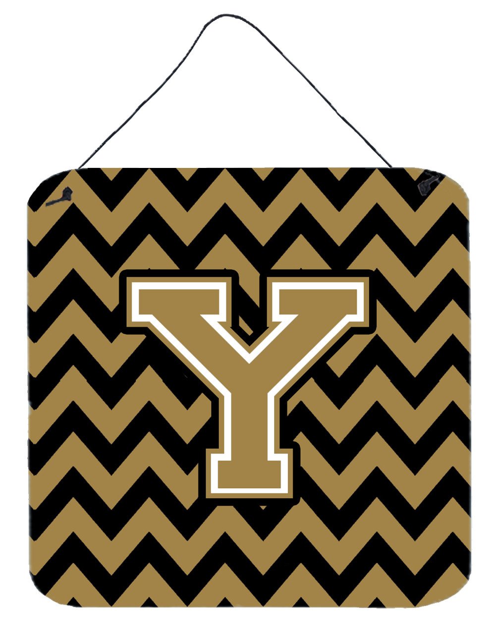 Letter Y Chevron Black and Gold  Wall or Door Hanging Prints CJ1050-YDS66 by Caroline&#39;s Treasures