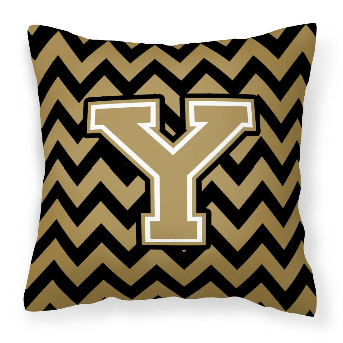 Letter Y Chevron Black and Gold  Fabric Decorative Pillow CJ1050-YPW1414 by Caroline&#39;s Treasures