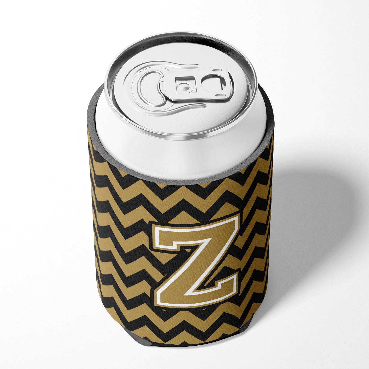 Letter Z Chevron Black and Gold  Can or Bottle Hugger CJ1050-ZCC.