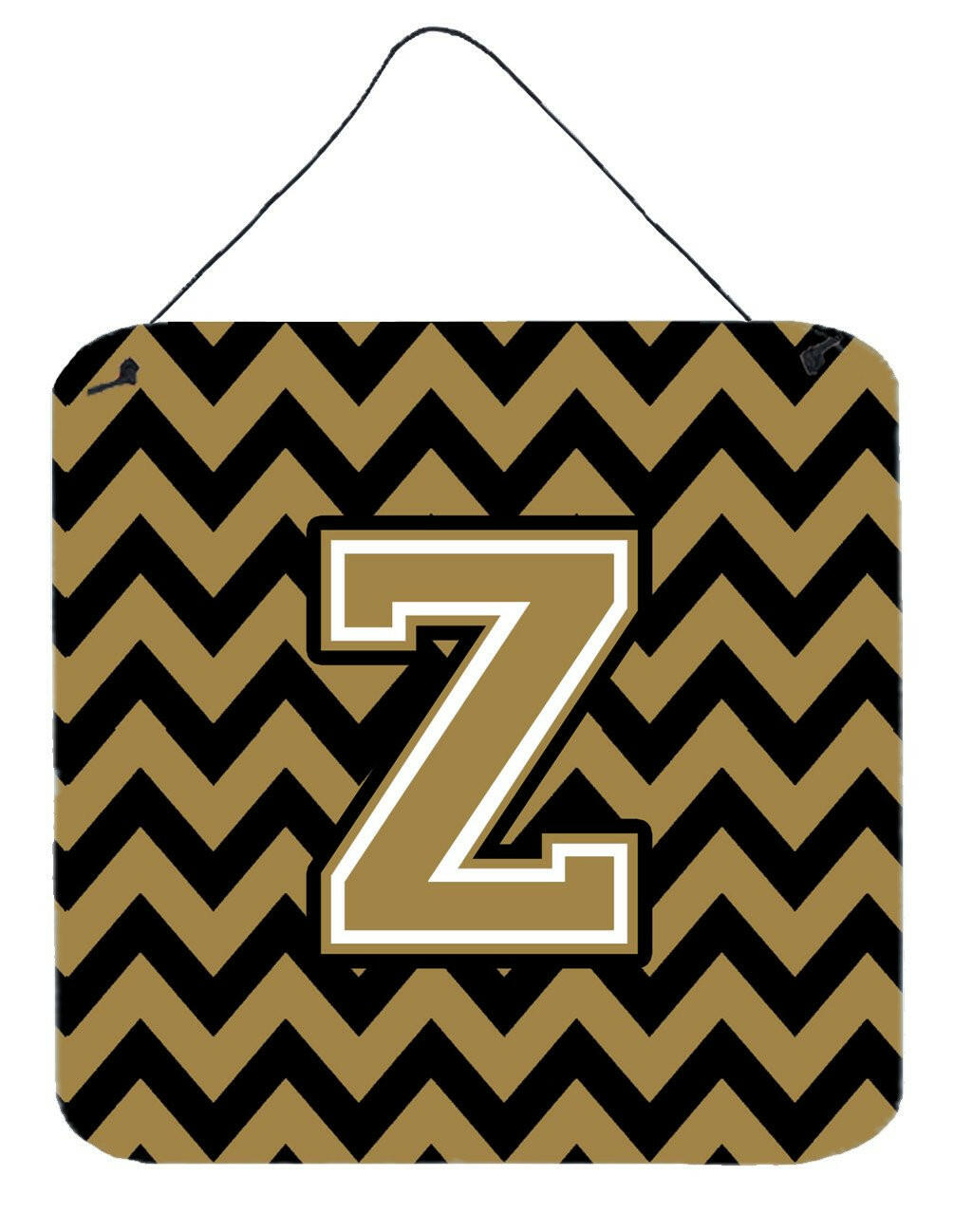 Letter Z Chevron Black and Gold  Wall or Door Hanging Prints CJ1050-ZDS66 by Caroline's Treasures