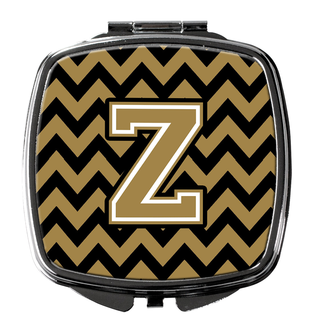 Letter Z Chevron Black and Gold  Compact Mirror CJ1050-ZSCM