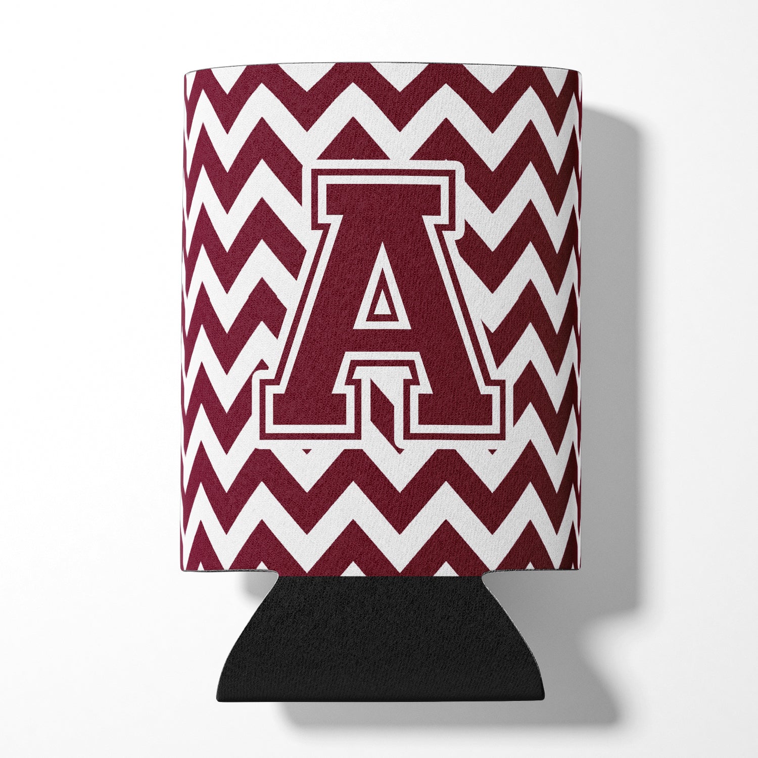 Letter A Chevron Maroon and White  Can or Bottle Hugger CJ1051-ACC