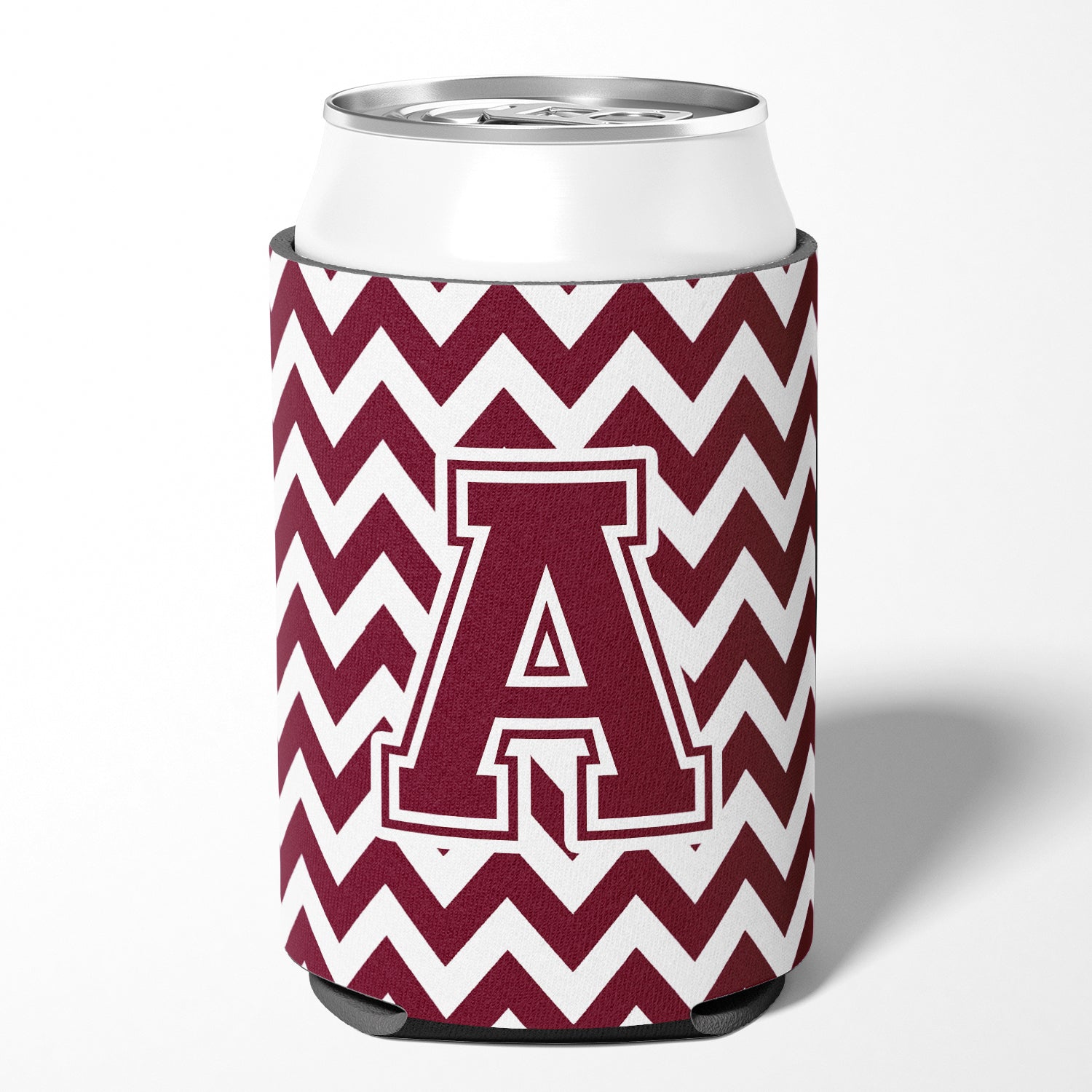 Letter A Chevron Maroon and White  Can or Bottle Hugger CJ1051-ACC
