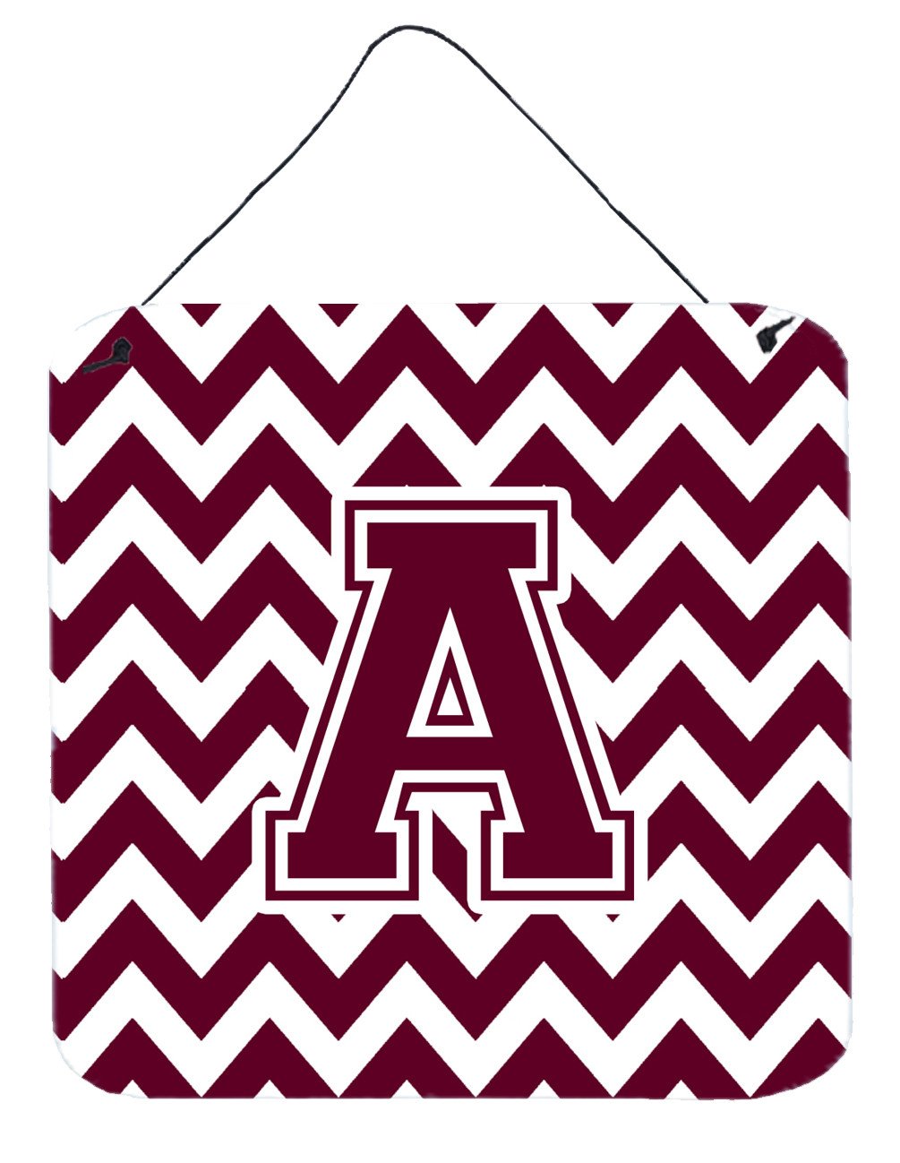 Letter A Chevron Maroon and White  Wall or Door Hanging Prints CJ1051-ADS66 by Caroline's Treasures