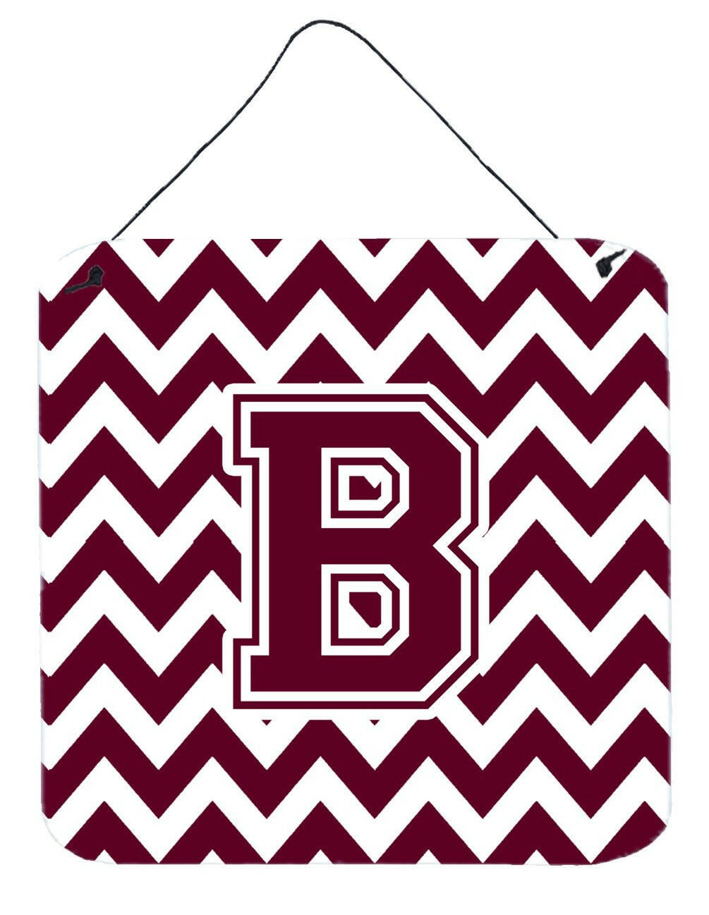 Letter B Chevron Maroon and White  Wall or Door Hanging Prints CJ1051-BDS66 by Caroline&#39;s Treasures