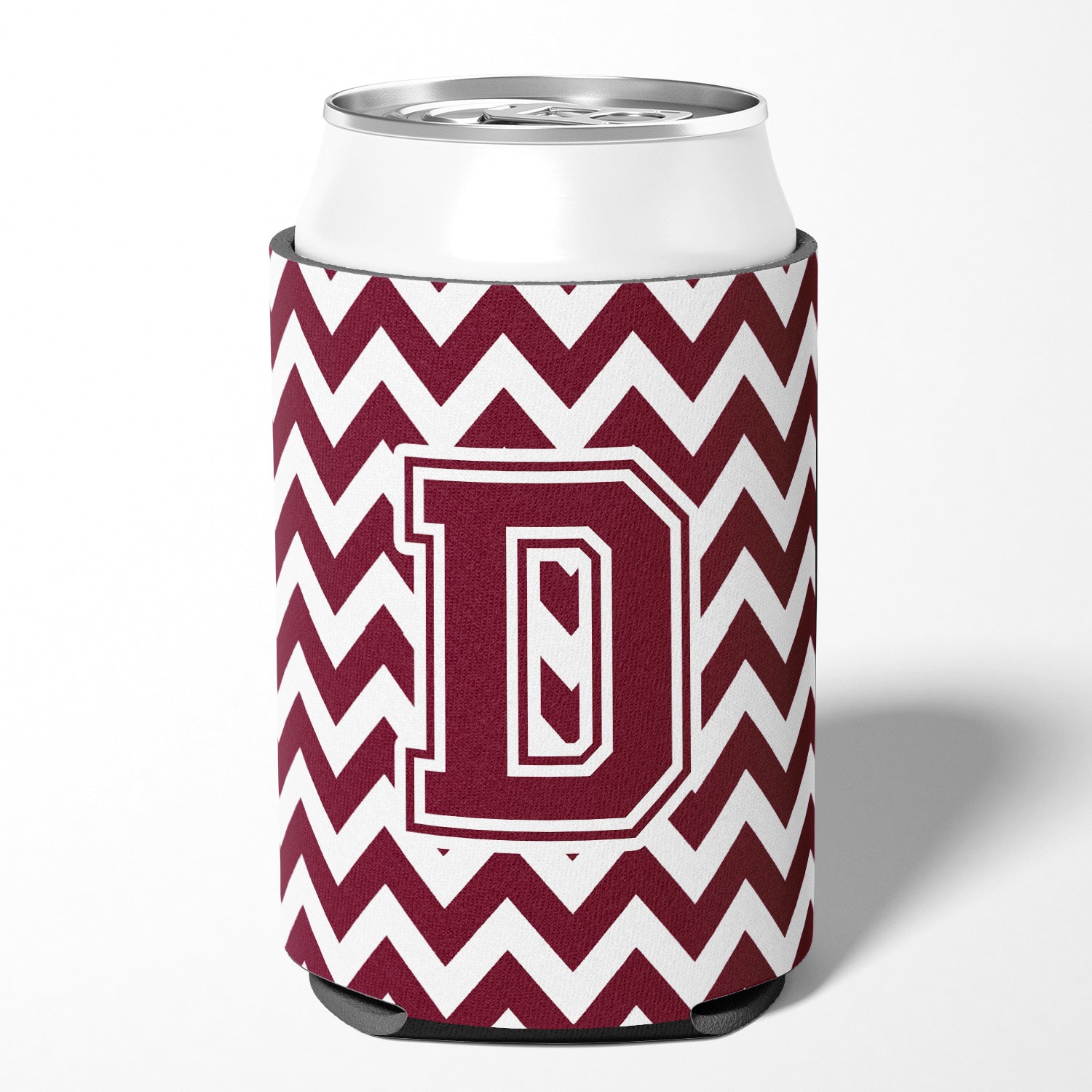 Letter D Chevron Maroon and White  Can or Bottle Hugger CJ1051-DCC