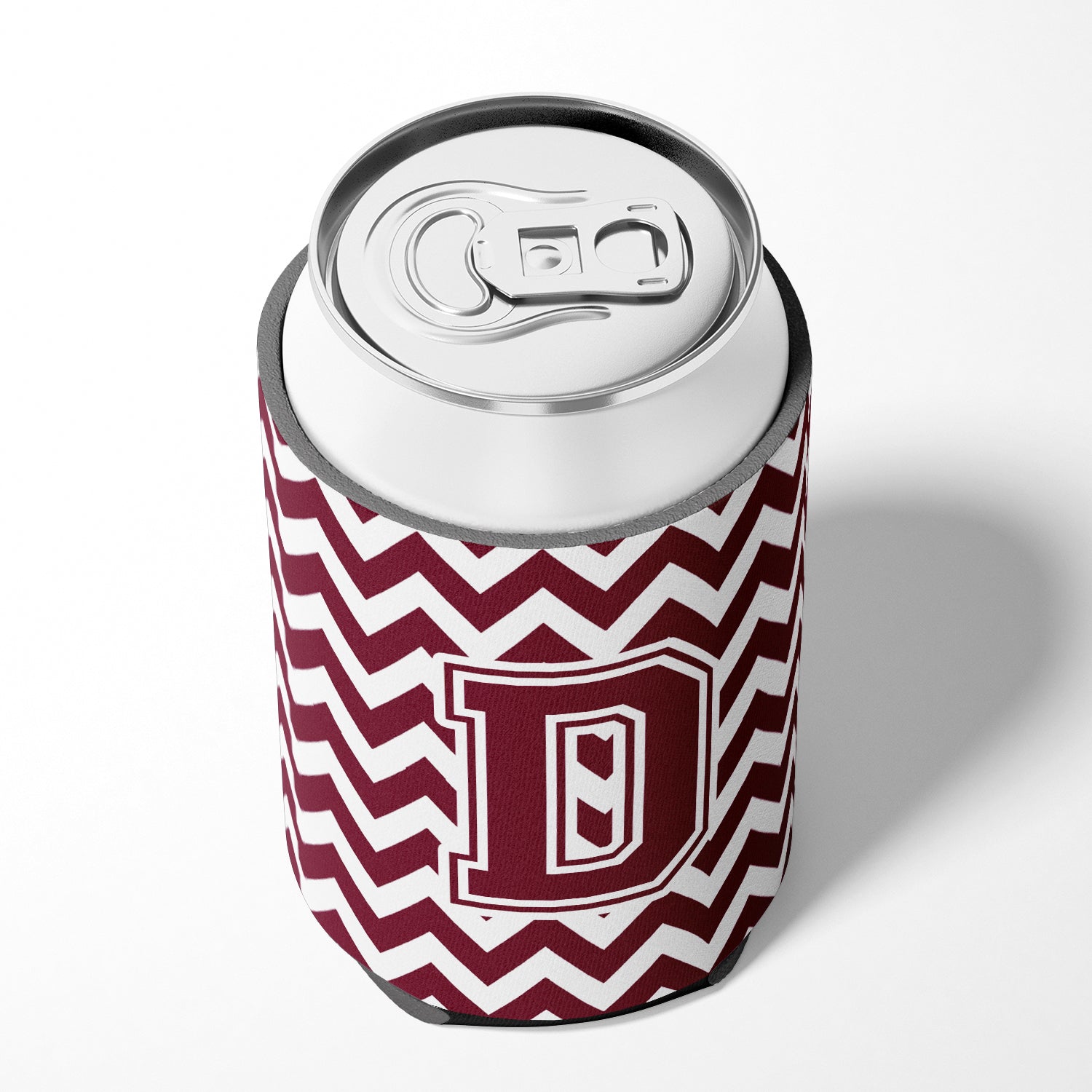 Letter D Chevron Maroon and White  Can or Bottle Hugger CJ1051-DCC.