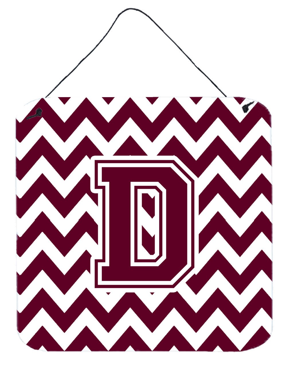 Letter D Chevron Maroon and White  Wall or Door Hanging Prints CJ1051-DDS66 by Caroline&#39;s Treasures