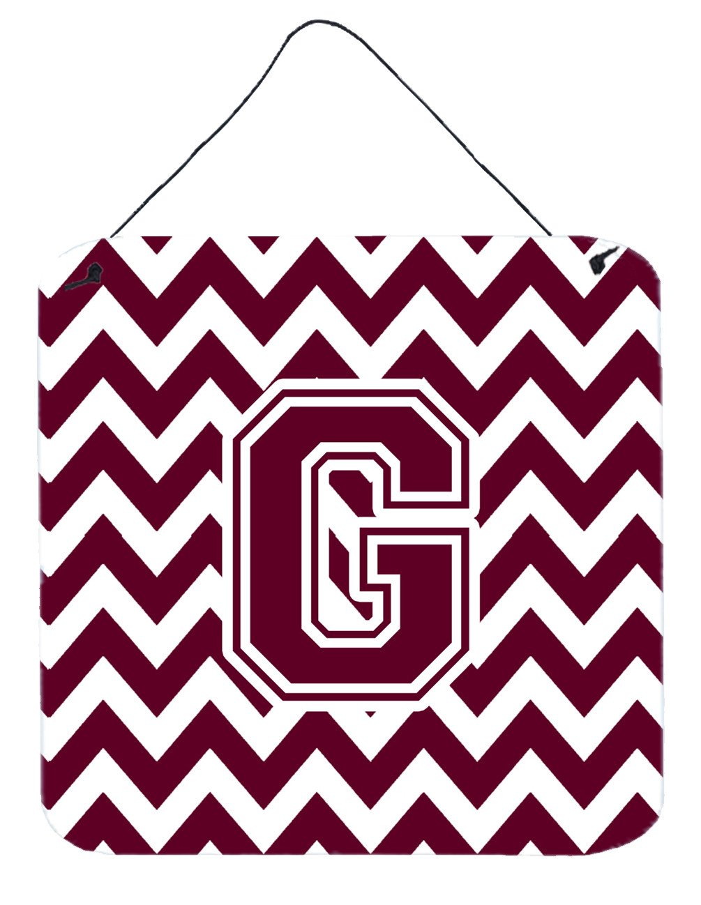 Letter G Chevron Maroon and White  Wall or Door Hanging Prints CJ1051-GDS66 by Caroline's Treasures