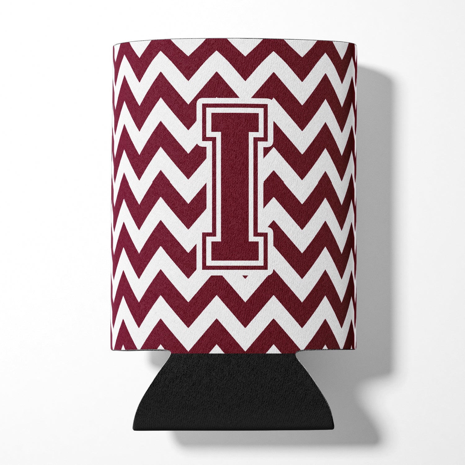 Letter I Chevron Maroon and White  Can or Bottle Hugger CJ1051-ICC.