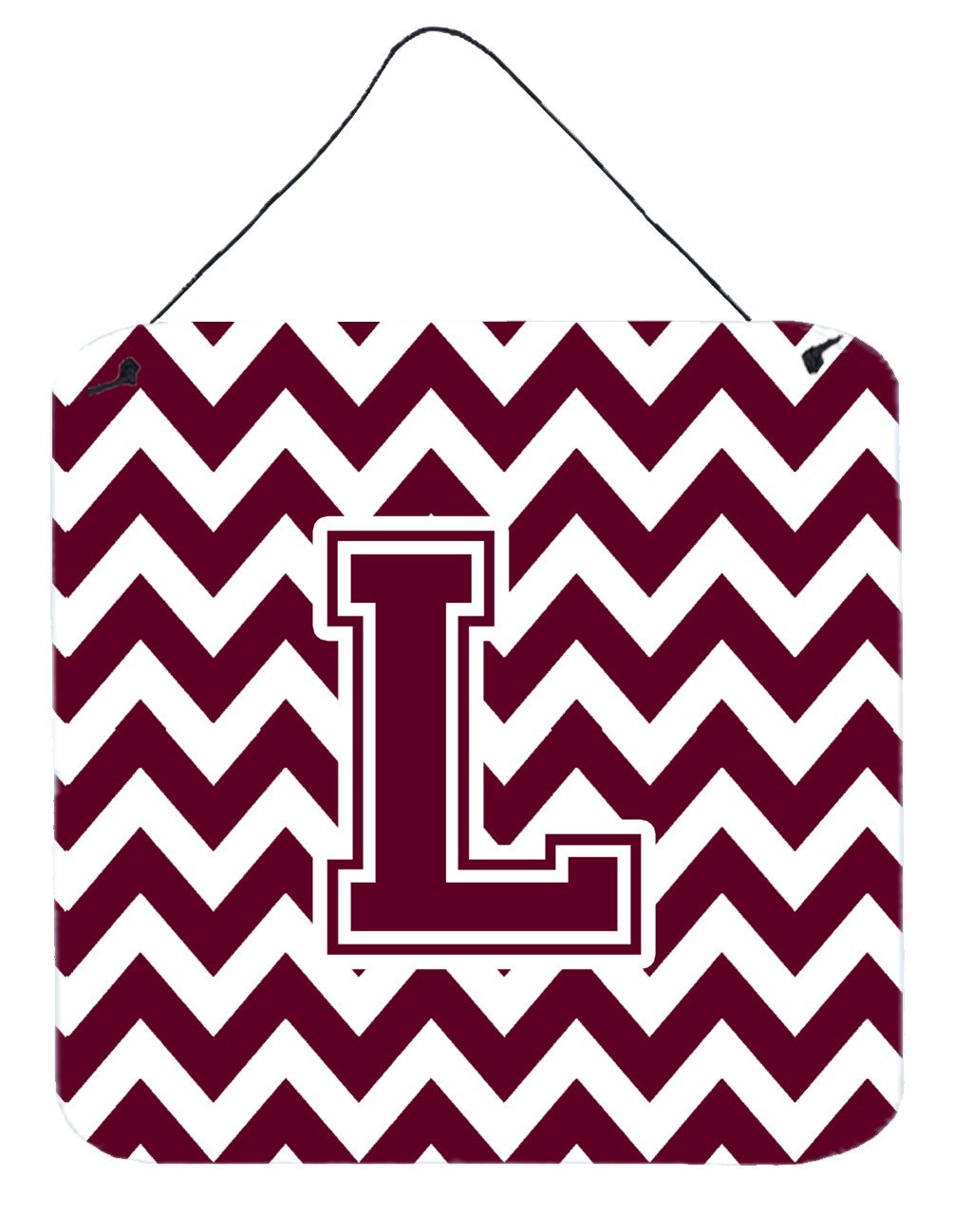 Letter L Chevron Maroon and White  Wall or Door Hanging Prints CJ1051-LDS66 by Caroline&#39;s Treasures
