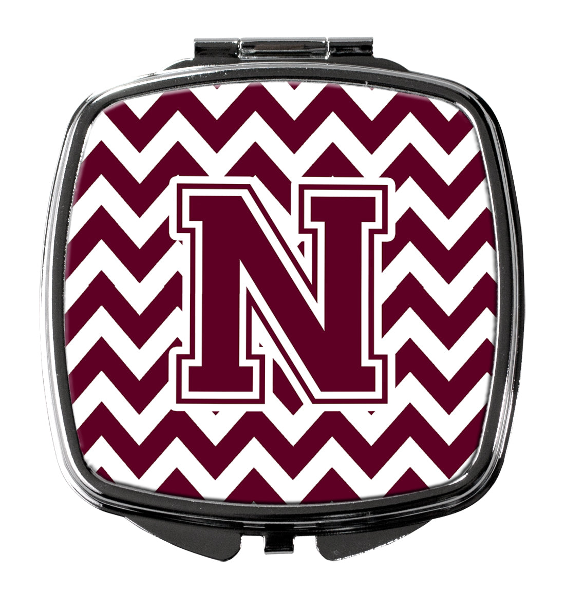 Letter N Chevron Maroon and White  Compact Mirror CJ1051-NSCM  the-store.com.