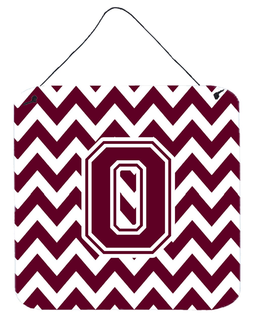 Letter O Chevron Maroon and White  Wall or Door Hanging Prints CJ1051-ODS66 by Caroline&#39;s Treasures