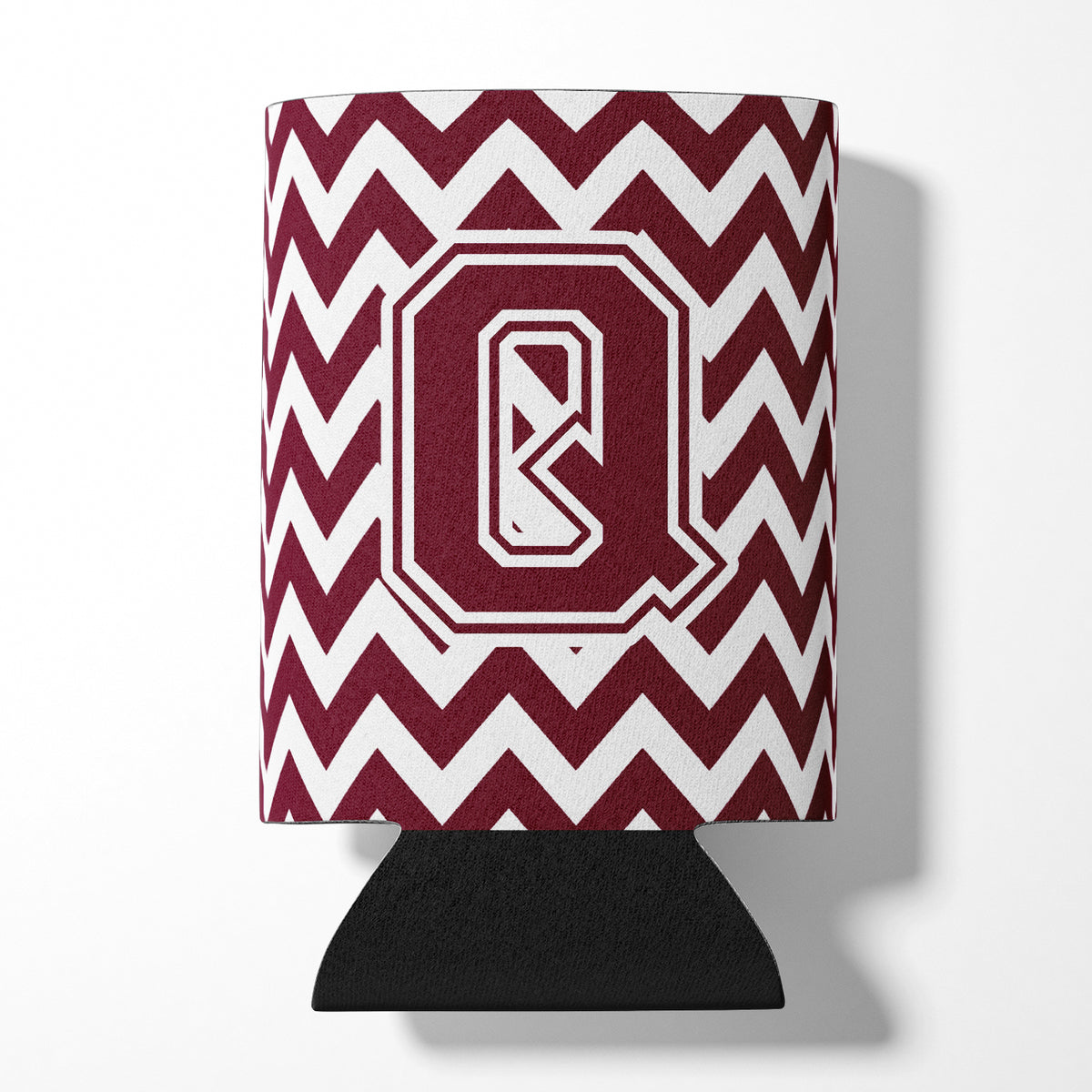 Letter Q Chevron Maroon and White  Can or Bottle Hugger CJ1051-QCC.