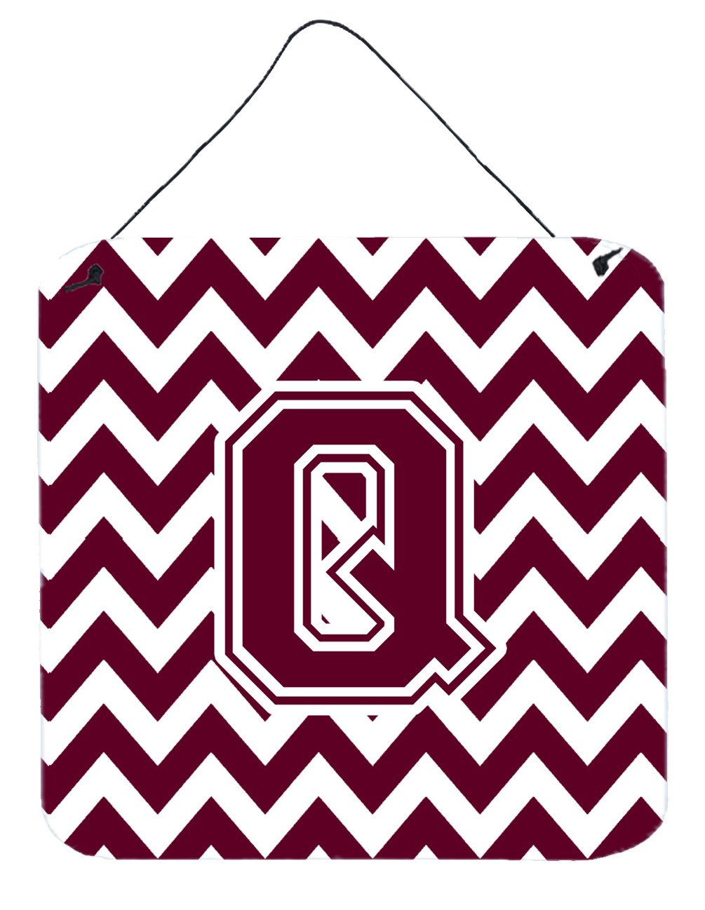 Letter Q Chevron Maroon and White  Wall or Door Hanging Prints CJ1051-QDS66 by Caroline&#39;s Treasures