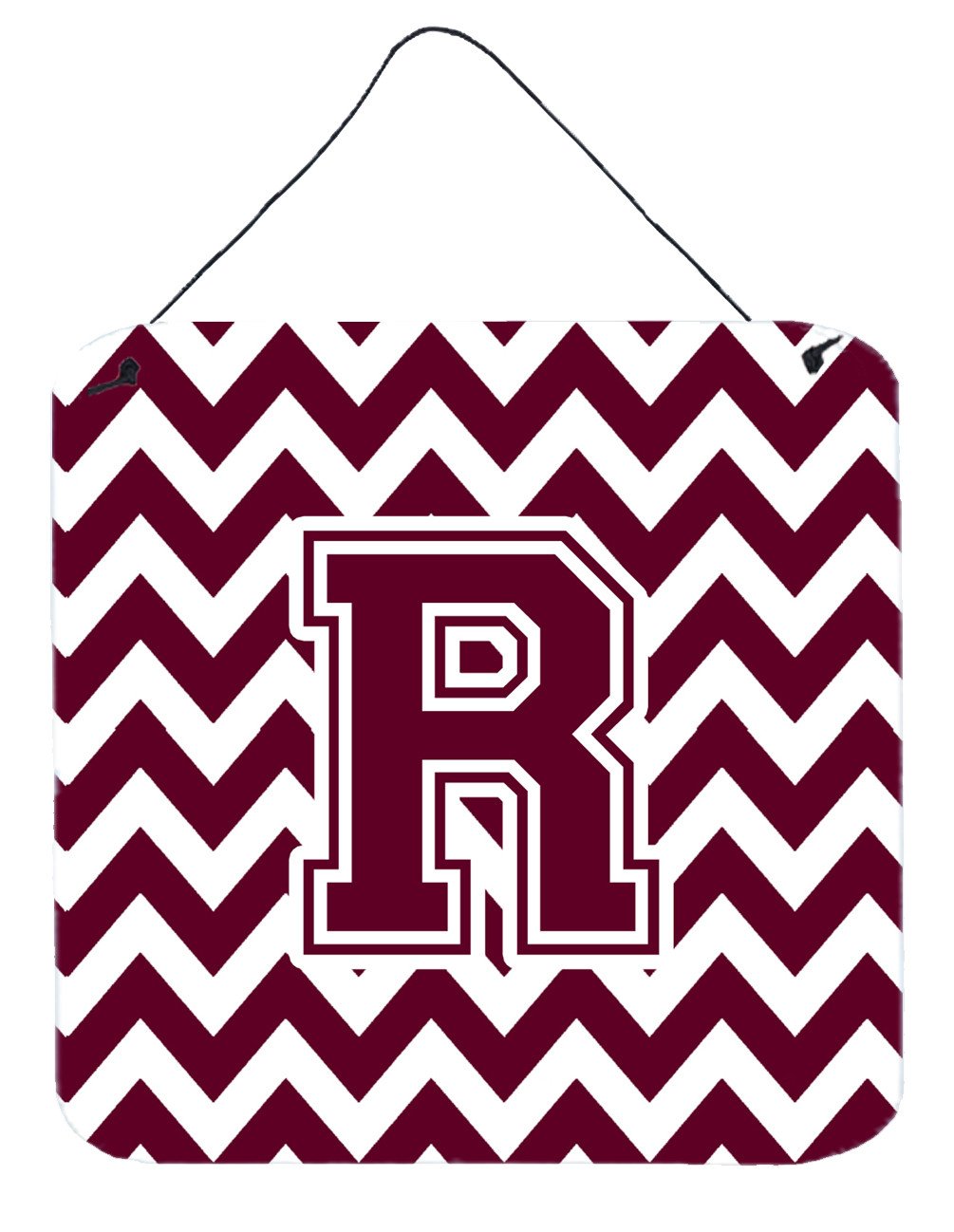 Letter R Chevron Maroon and White  Wall or Door Hanging Prints CJ1051-RDS66 by Caroline&#39;s Treasures