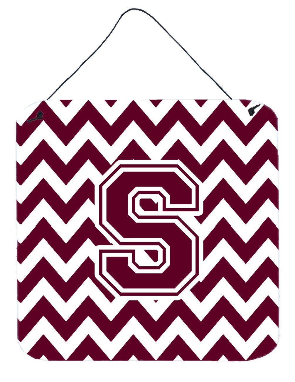 Letter S Chevron Maroon and White  Wall or Door Hanging Prints CJ1051-SDS66 by Caroline&#39;s Treasures