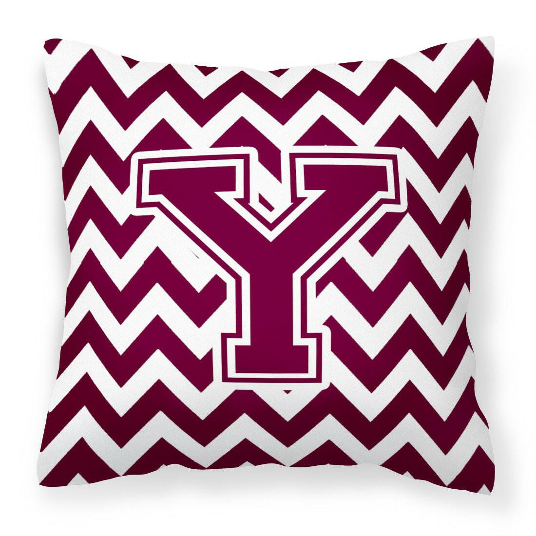 Letter Y Chevron Maroon and White  Fabric Decorative Pillow CJ1051-YPW1414 by Caroline's Treasures
