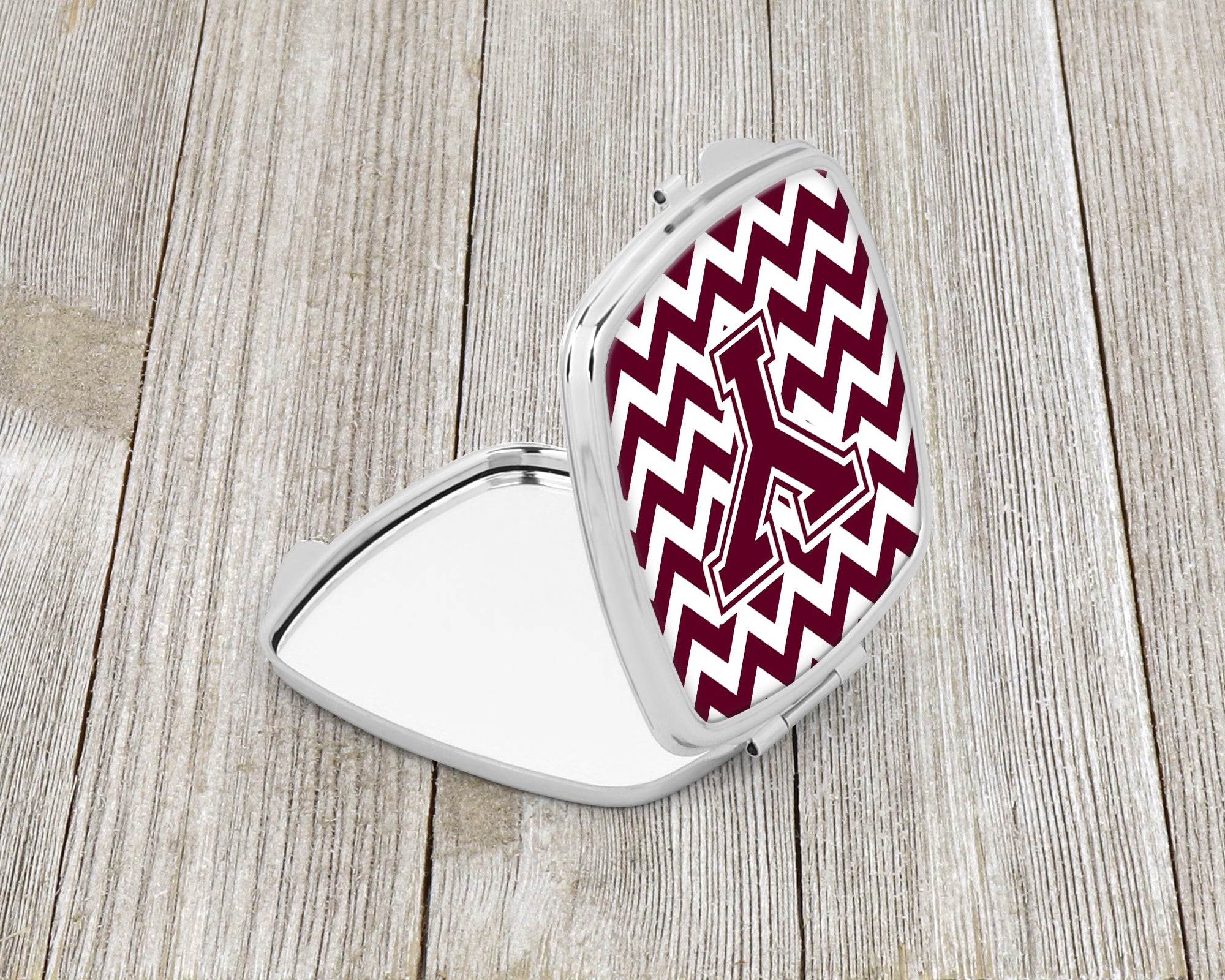 Letter Y Chevron Maroon and White  Compact Mirror CJ1051-YSCM