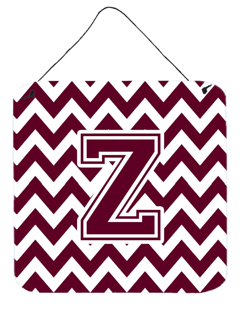 Letter Z Chevron Maroon and White  Wall or Door Hanging Prints CJ1051-ZDS66 by Caroline's Treasures
