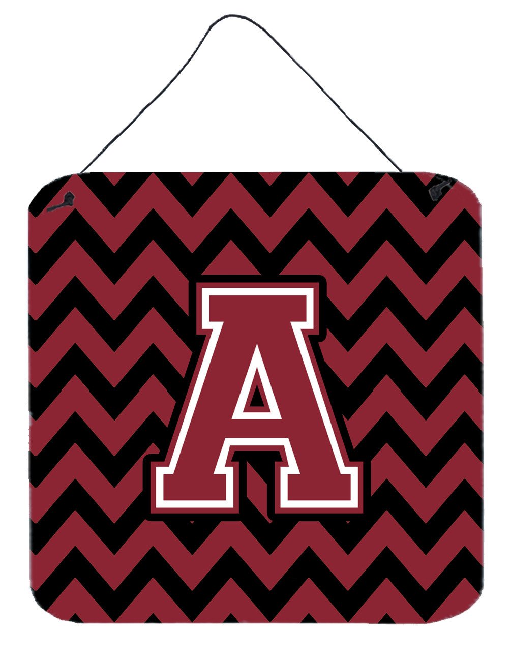 Letter A Chevron Garnet and Black  Wall or Door Hanging Prints CJ1052-ADS66 by Caroline&#39;s Treasures