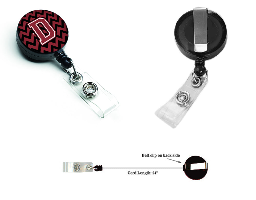 Letter D Chevron Garnet and Black  Retractable Badge Reel CJ1052-DBR