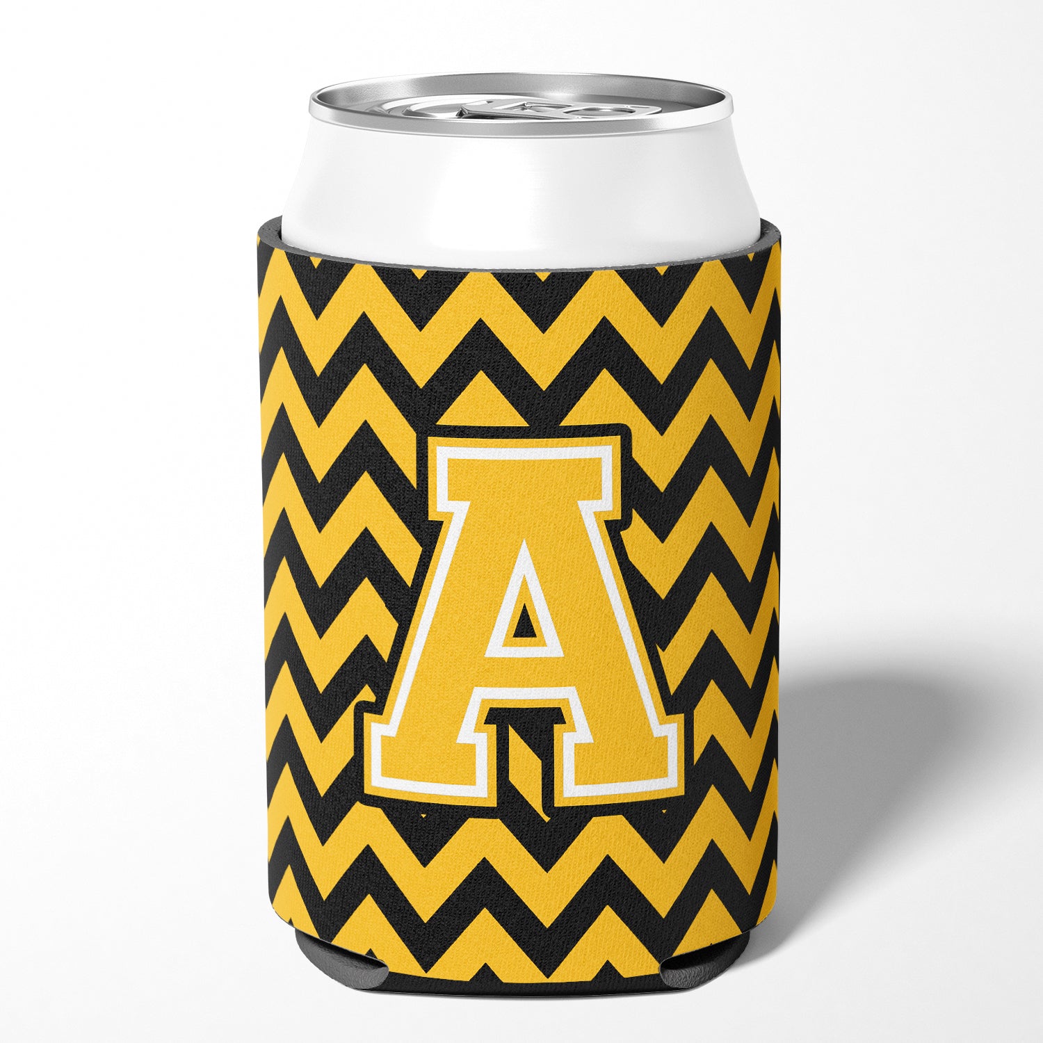 Letter A Chevron Black and Gold Can or Bottle Hugger CJ1053-ACC