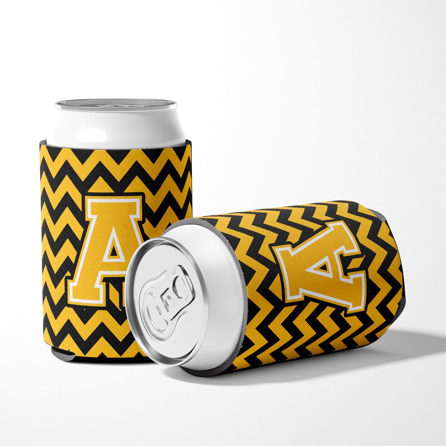 Letter A Chevron Black and Gold Can or Bottle Hugger CJ1053-ACC.