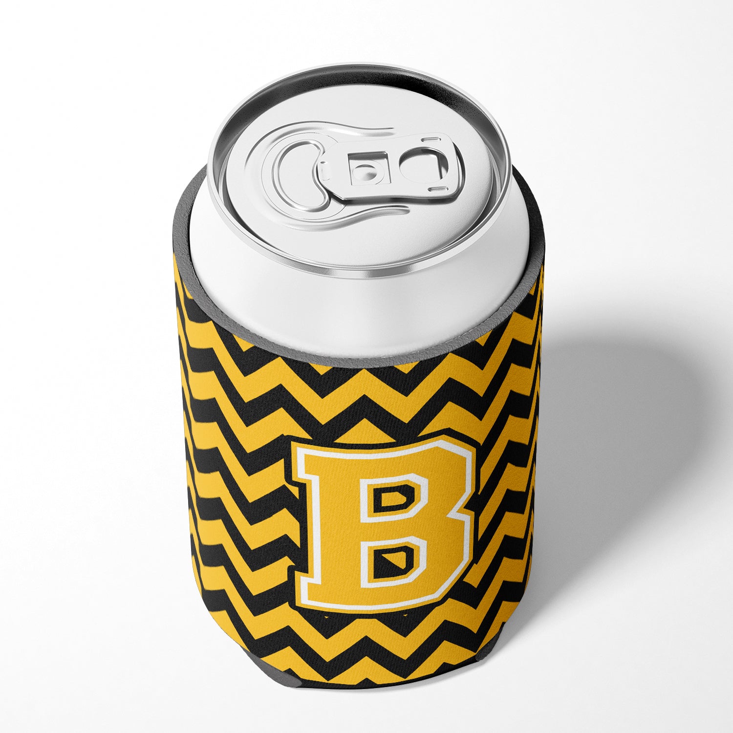Letter B Chevron Black and Gold Can or Bottle Hugger CJ1053-BCC.