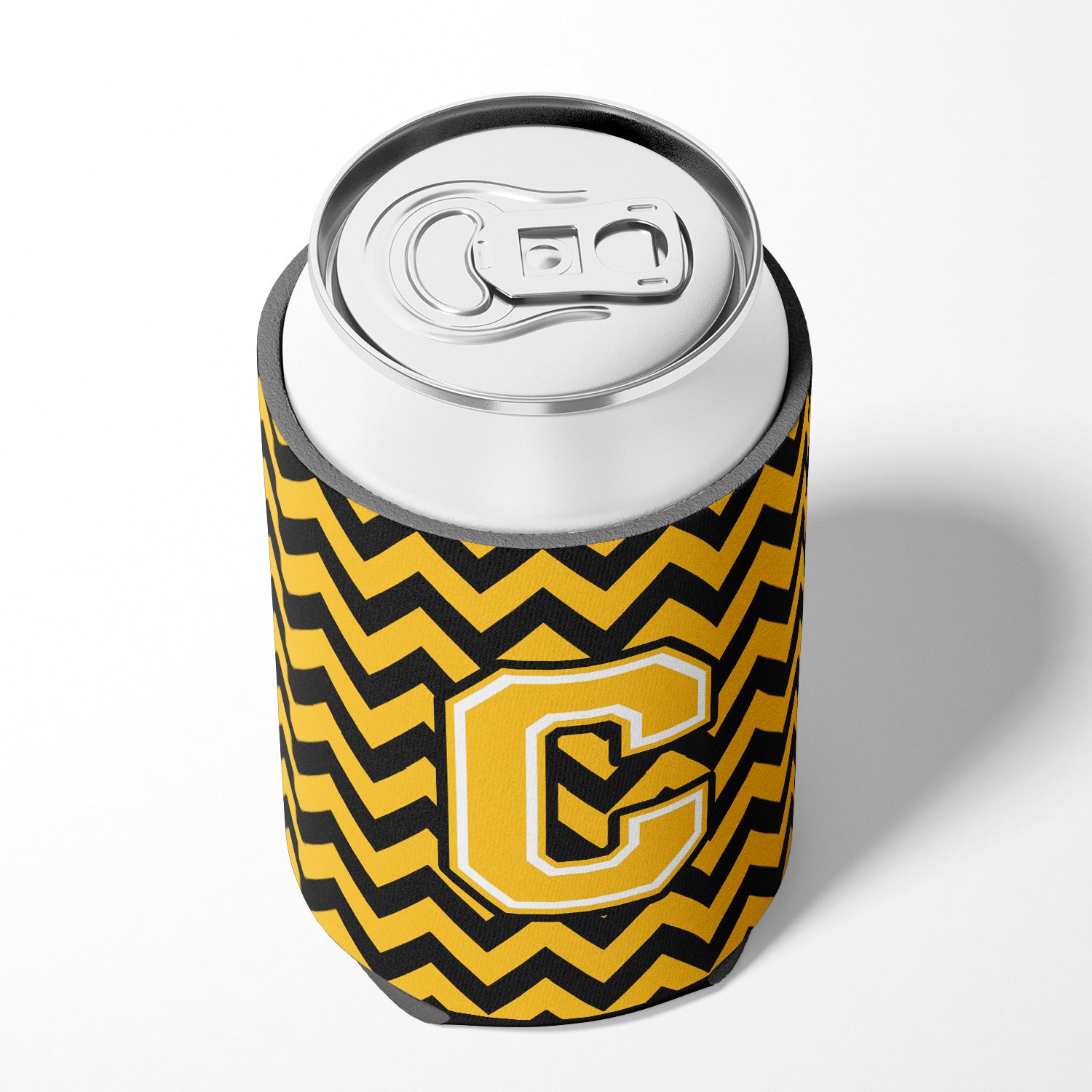 Letter C Chevron Black and Gold Can or Bottle Hugger CJ1053-CCC