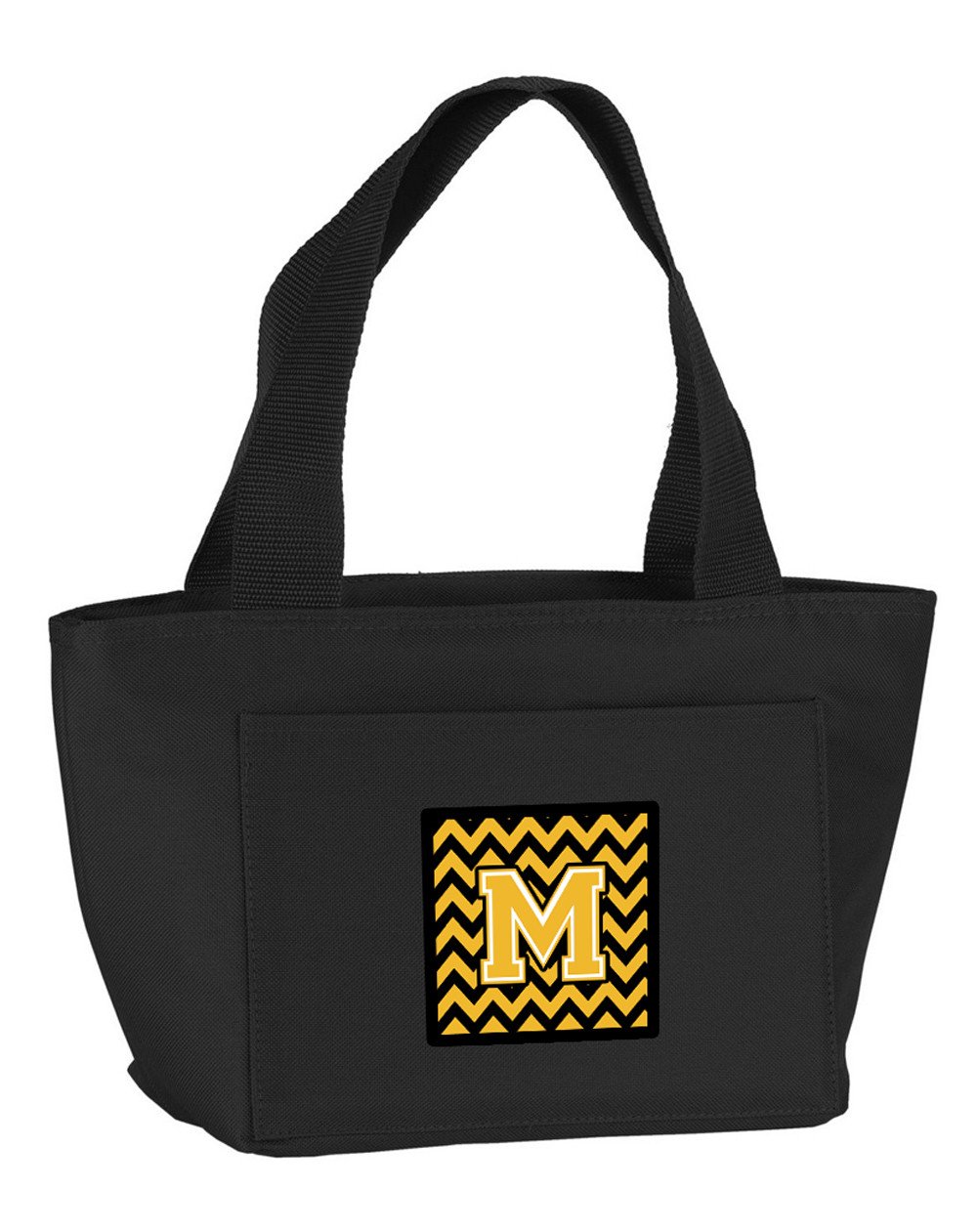 Letter M Chevron Black and Gold Lunch Bag CJ1053-MBK-8808 by Caroline's Treasures