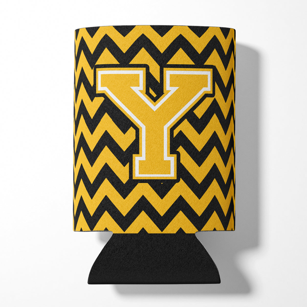 Letter Y Chevron Black and Gold Can or Bottle Hugger CJ1053-YCC