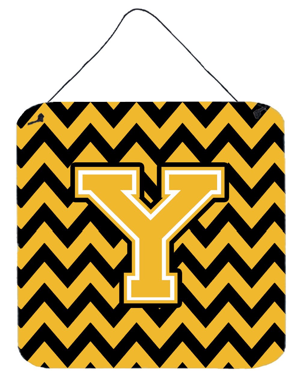 Letter Y Chevron Black and Gold Wall or Door Hanging Prints CJ1053-YDS66 by Caroline&#39;s Treasures