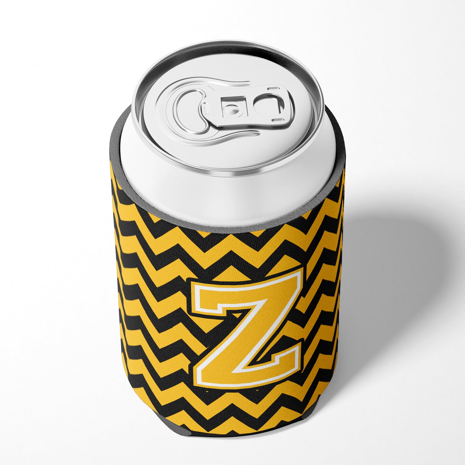 Letter Z Chevron Black and Gold Can or Bottle Hugger CJ1053-ZCC.