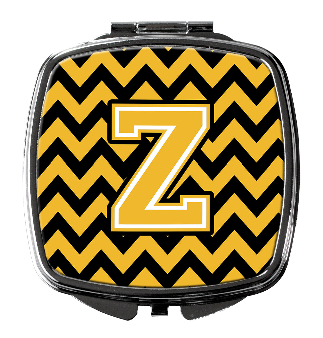 Letter Z Chevron Black and Gold Compact Mirror CJ1053-ZSCM