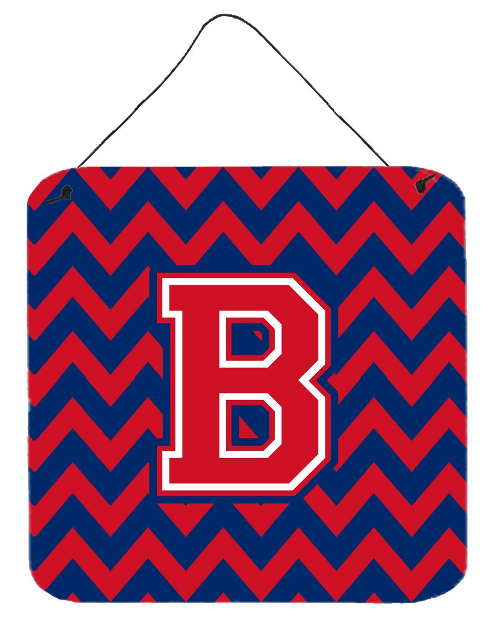Letter B Chevron Yale Blue and Crimson Wall or Door Hanging Prints CJ1054-BDS66 by Caroline's Treasures