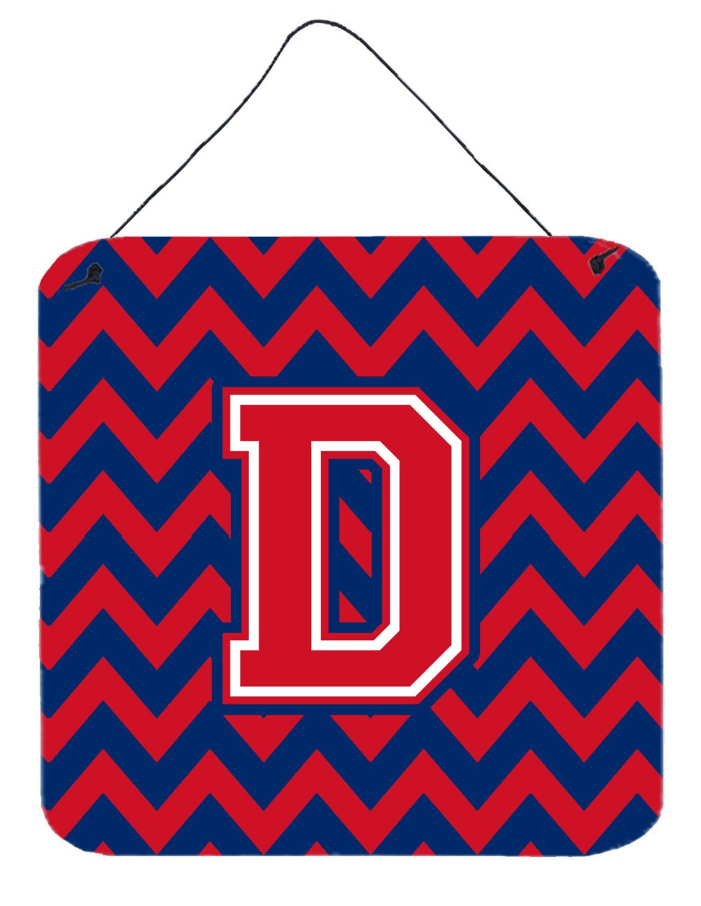 Letter D Chevron Yale Blue and Crimson Wall or Door Hanging Prints CJ1054-DDS66 by Caroline&#39;s Treasures
