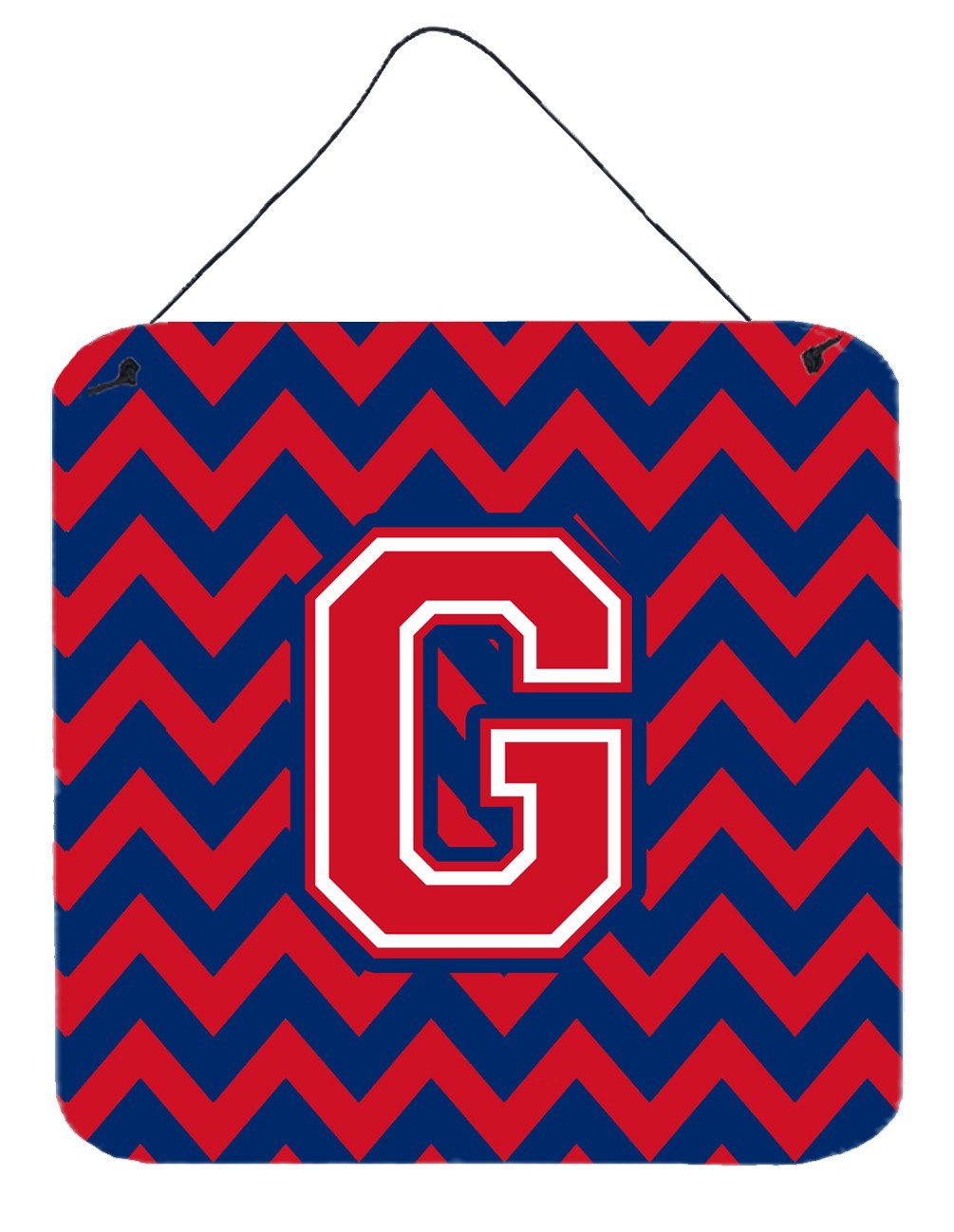 Letter G Chevron Yale Blue and Crimson Wall or Door Hanging Prints CJ1054-GDS66 by Caroline&#39;s Treasures