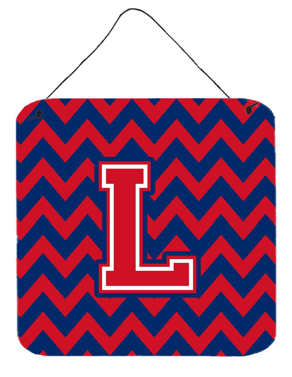 Letter L Chevron Yale Blue and Crimson Wall or Door Hanging Prints CJ1054-LDS66 by Caroline&#39;s Treasures
